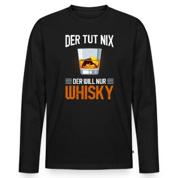 Whiskytrinker der Will nur Whisky - Männer Premium Bio Langarmshirt - Schwarz - Vorne - Nico (187cm)