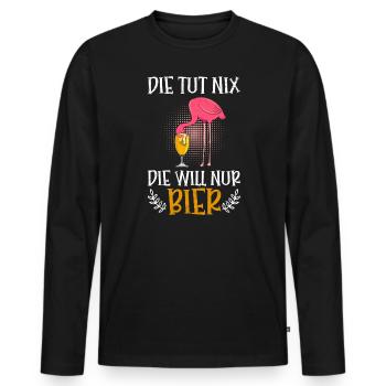 Die will nur Bier saufen Malle Flamingo Party - Männer Premium Bio Langarmshirt - Schwarz - Vorne - Nico (187cm)
