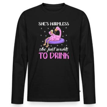 She doesn't do anything she just wants to drink Party Festival - Men's Premium Organic Long Sleeve Shirt - black - Front - Nico (187cm)