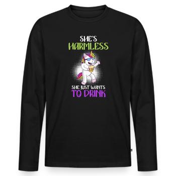 She doesn't do anything who just wants to drink ladies party - Men's Premium Organic Long Sleeve Shirt - black - Front - Nico (187cm)