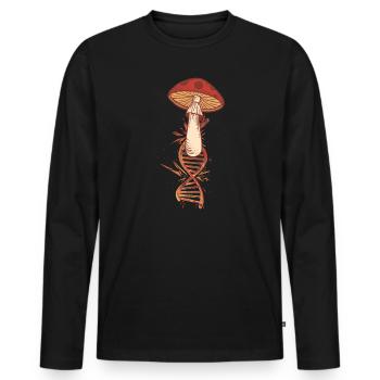 Pilze sammeln DNA Pilzsammler Pilz - Männer Premium Bio Langarmshirt - Schwarz - Vorne - Nico (187cm)
