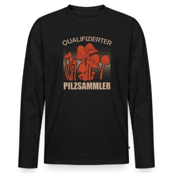 Qualifizierter Pilzsammler Pile Sammeln - Männer Premium Bio Langarmshirt - Schwarz - Vorne - Nico (187cm)