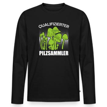 Qualifizierter Pilzsammler Pile Sammeln - Männer Premium Bio Langarmshirt - Schwarz - Vorne - Nico (187cm)