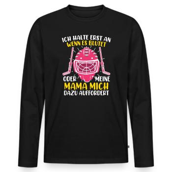 Je ne m’arrête que quand il saigne le hockey sur glace - T-shirt manches longues Premium bio Homme - noir - Devant - Nico (187cm)