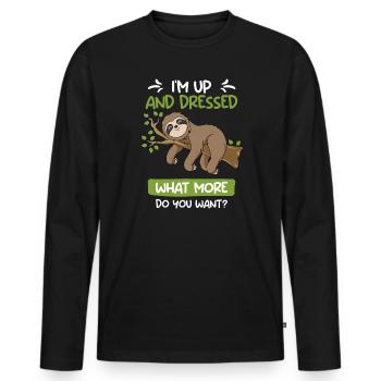 Je me suis levé et je me suis habillé - T-shirt manches longues Premium bio Homme - noir - Devant - Nico (187cm)