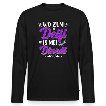 Zefix wo zum Deifi is mein Dirndl Volksfest Bier - Männer Premium Bio Langarmshirt - Schwarz - Vorne - Nico (187cm)