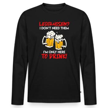 Lederhosen brauch ich nicht nur hier zum saufen - Männer Premium Bio Langarmshirt - Schwarz - Vorne - Nico (187cm)