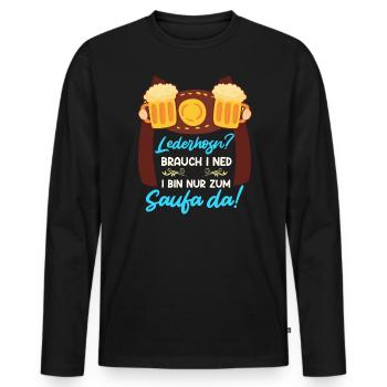 Lederhosn brauch I ned nur zum sauffa da - Männer Premium Bio Langarmshirt - Schwarz - Vorne - Nico (187cm)