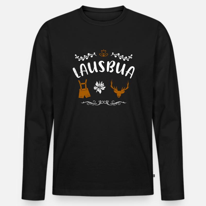 Lausbua Lausbub - Männer Premium Bio Langarmshirt - Schwarz
