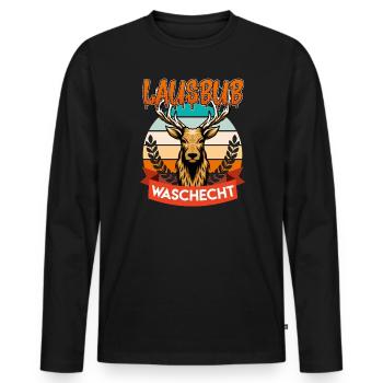 Waschechter Lausbub Bayer Trachtenshirt - Männer Premium Bio Langarmshirt - Schwarz - Vorne - Nico (187cm)