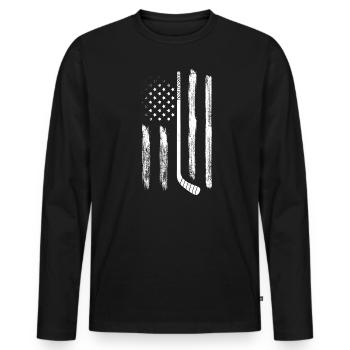 USA Ice Hockey Hockey Sticks - Men's Premium Organic Long Sleeve Shirt - black - Front - Nico (187cm)