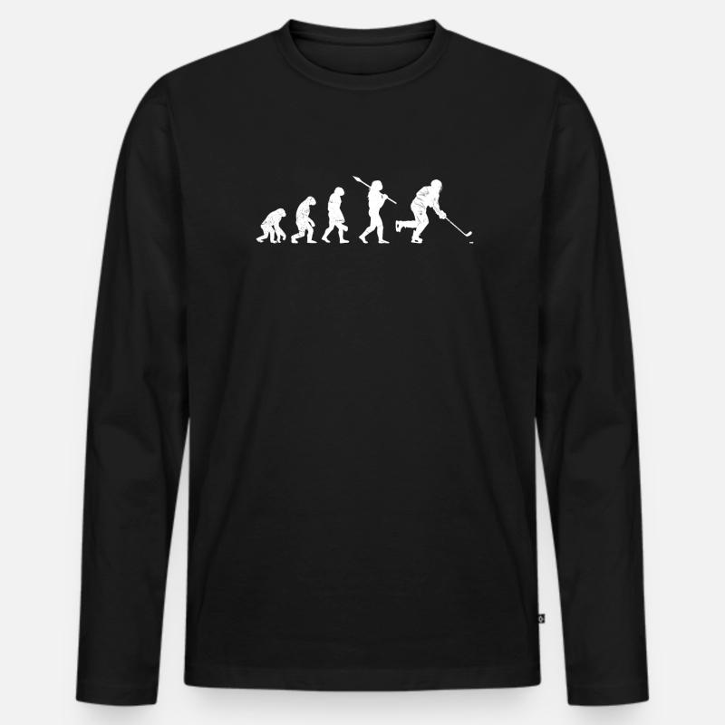 Eishockey Spieler Evolution - Männer Premium Bio Langarmshirt - Schwarz