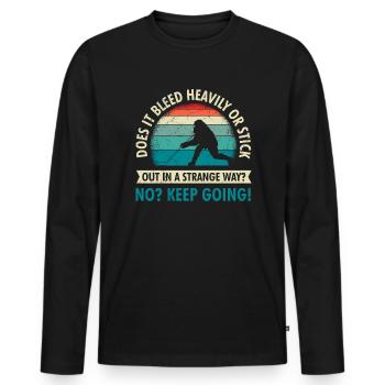 Le hockey sur glace n’est arrêté que lorsqu’il saigne - T-shirt manches longues Premium bio Homme - noir - Devant - Nico (187cm)