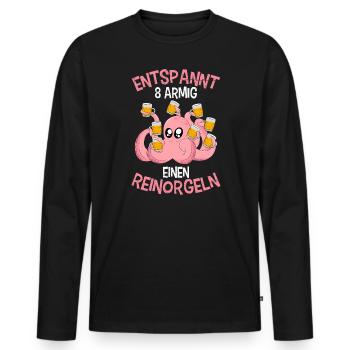 Entspannt achtarmig einen reinorgeln Saufen Party - Männer Premium Bio Langarmshirt - Schwarz - Vorne - Nico (187cm)