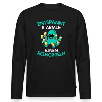 Entspannt achtarmig einen reinorgeln Saufen Party - Männer Premium Bio Langarmshirt - Schwarz - Vorne - Nico (187cm)