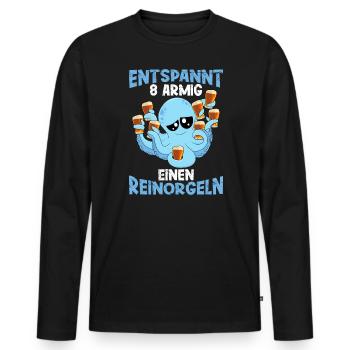 Entspannt achtarmig einen reinorgeln Saufen Party - Männer Premium Bio Langarmshirt - Schwarz - Vorne - Nico (187cm)