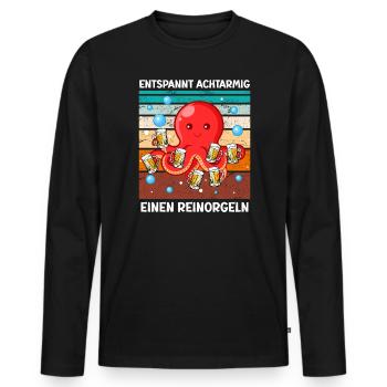 Entspannt achtarmig einen reinorgeln Bier - Männer Premium Bio Langarmshirt - Schwarz - Vorne - Nico (187cm)
