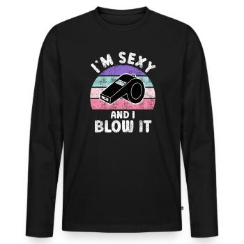 Je suis sexy et je le souffle SChiedsrichterin - T-shirt manches longues Premium bio Homme - noir - Devant - Nico (187cm)