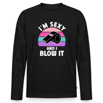 Je suis sexy et je le souffle SChiedsrichterin - T-shirt manches longues Premium bio Homme - noir - Devant - Nico (187cm)