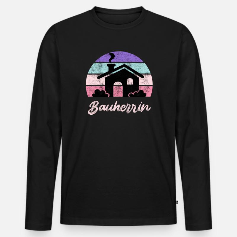 Eigenheim Bauherrin - Männer Premium Bio Langarmshirt - Schwarz