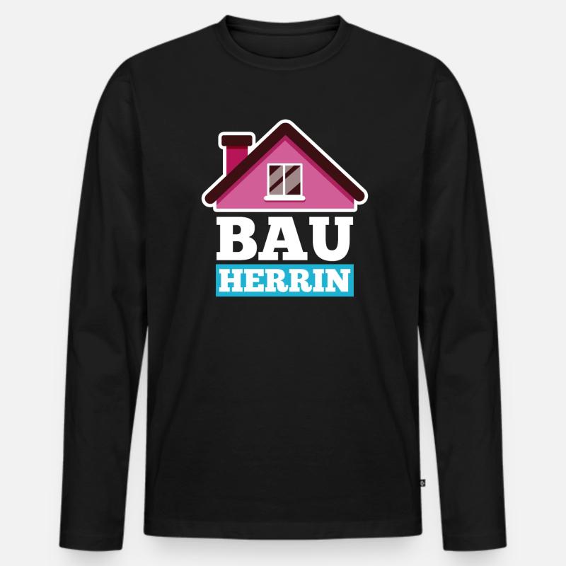 Bauherrin - Männer Premium Bio Langarmshirt - Schwarz