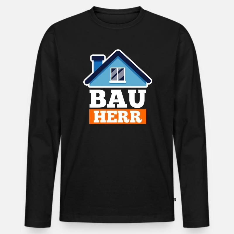 Bauherr - Männer Premium Bio Langarmshirt - Schwarz