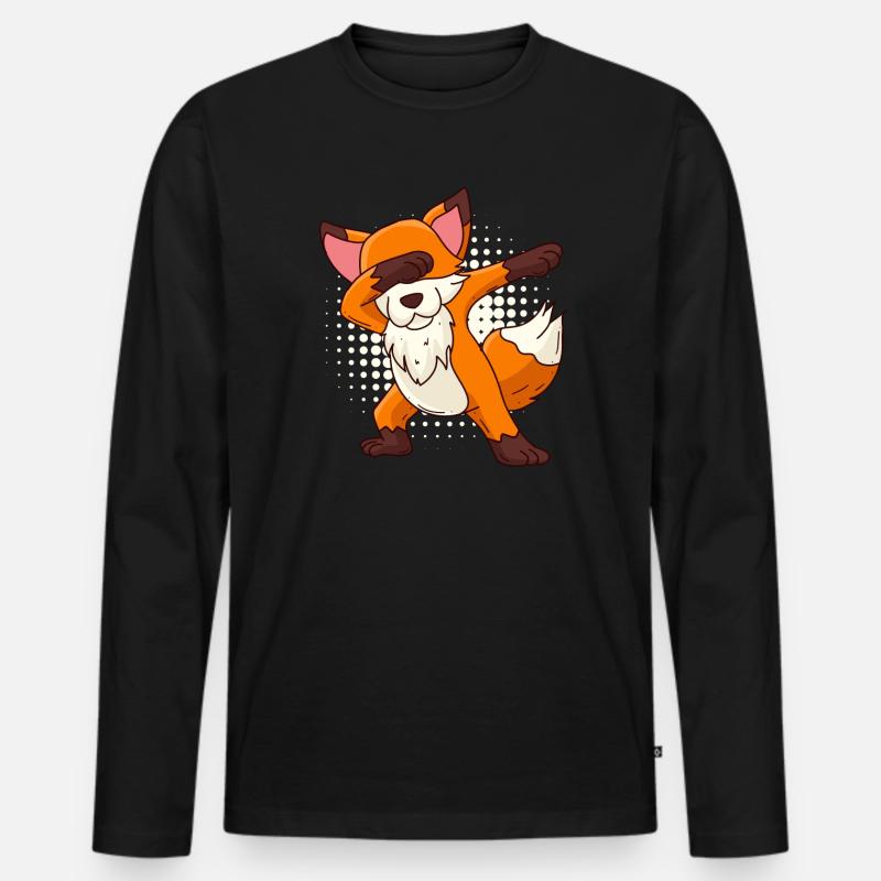 Dabbing Fuchs Kinder - Männer Premium Bio Langarmshirt - Schwarz