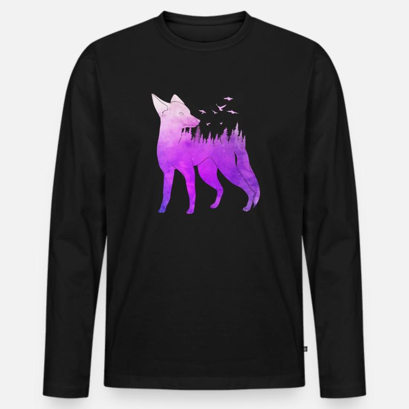 Fuchs Walddesign Fuchsjäger Jagd - Männer Premium Bio Langarmshirt - Schwarz