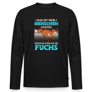 Das ist mein Menschen Kostüm - Männer Premium Bio Langarmshirt - Schwarz - Vorne - Nico (187cm)