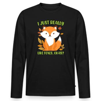 J’aime beaucoup les renards renards enfants - T-shirt manches longues Premium bio Homme - noir - Devant - Nico (187cm)