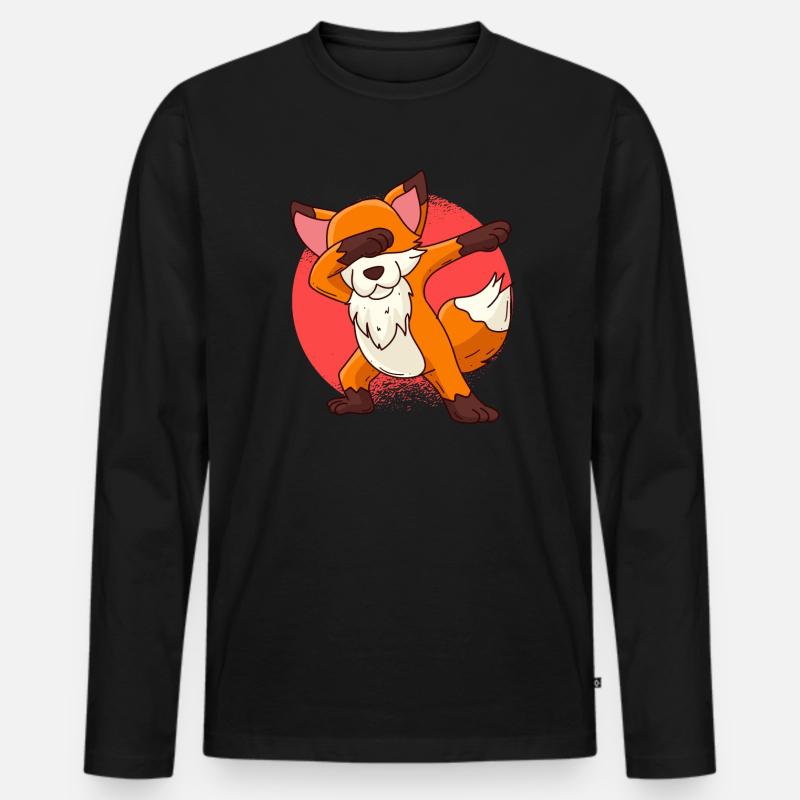 Dabbing Fuchs Kinder - Männer Premium Bio Langarmshirt - Schwarz