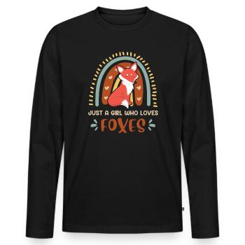 Juste une fille qui aime Foxes Rainbow Kids - T-shirt manches longues Premium bio Homme - noir - Devant - Nico (187cm)
