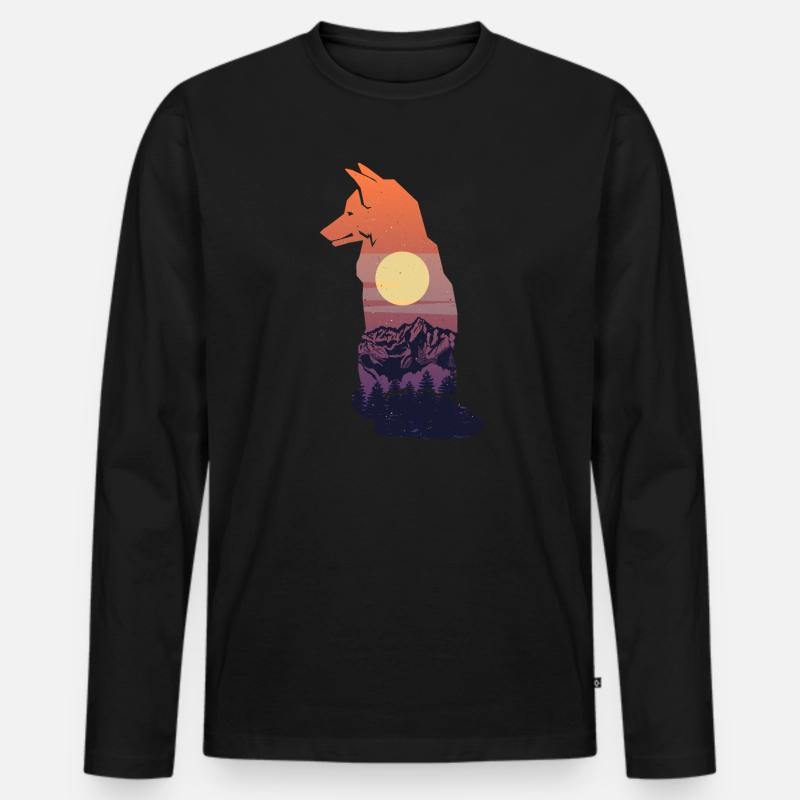 Fuchs Jagd Jäger - Männer Premium Bio Langarmshirt - Schwarz