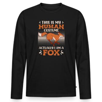 Das ist mein Menschen Kostüm - Männer Premium Bio Langarmshirt - Schwarz - Vorne - Nico (187cm)