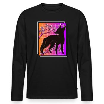 Kiteune renard japonais - T-shirt manches longues Premium bio Homme - noir - Devant - Nico (187cm)