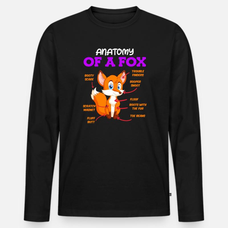 Anatomie eines Fuches Fuchs Kinder - Männer Premium Bio Langarmshirt - Schwarz