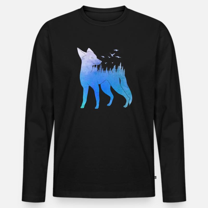Fuchs Walddesign Fuchsjäger Jagd - Männer Premium Bio Langarmshirt - Schwarz