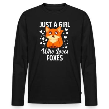 Enfants Renard Juste une fille qui aime les renards - T-shirt manches longues Premium bio Homme - noir - Devant - Nico (187cm)