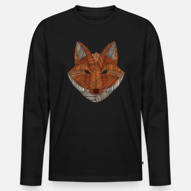 Fuchs Polygon Jäger Jagd - Männer Premium Bio Langarmshirt - Schwarz
