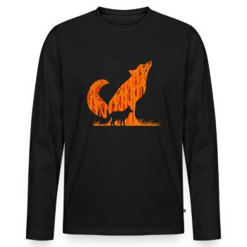 Fox Silhouette Fox Forest Hunter - T-shirt manches longues Premium bio Homme - noir - Devant - Nico (187cm)