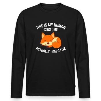 Das ist mein Menschen Kostüm ich bin ein Fuchs - Männer Premium Bio Langarmshirt - Schwarz - Vorne - Nico (187cm)