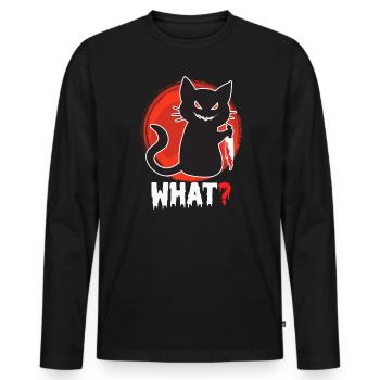 Chat tueur Halloween - T-shirt manches longues Premium bio Homme - noir - Devant - Nico (187cm)