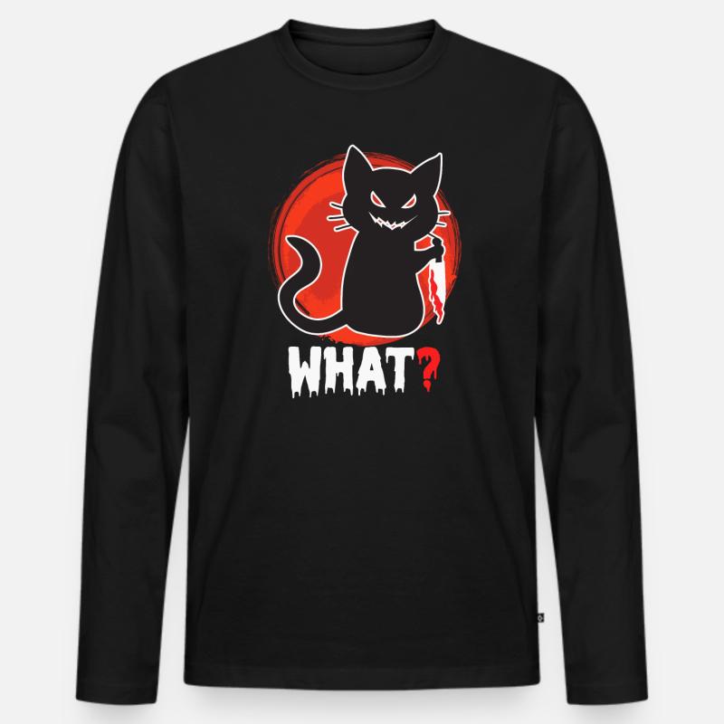 Killer Katze Halloween - Männer Premium Bio Langarmshirt - Schwarz