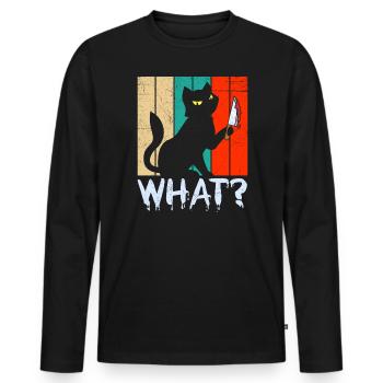 Creepy Killer Chat d’Halloween - T-shirt manches longues Premium bio Homme - noir - Devant - Nico (187cm)