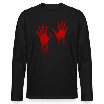 Blood Hands Halloween - T-shirt manches longues Premium bio Homme - noir - Devant - Nico (187cm)