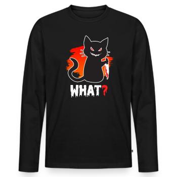 Chat tueur Halloween - T-shirt manches longues Premium bio Homme - noir - Devant - Nico (187cm)