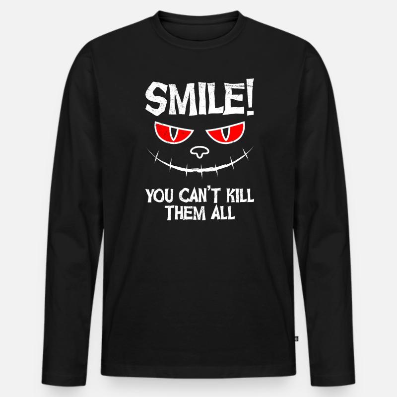 Katze Halloween Monster - Männer Premium Bio Langarmshirt - Schwarz