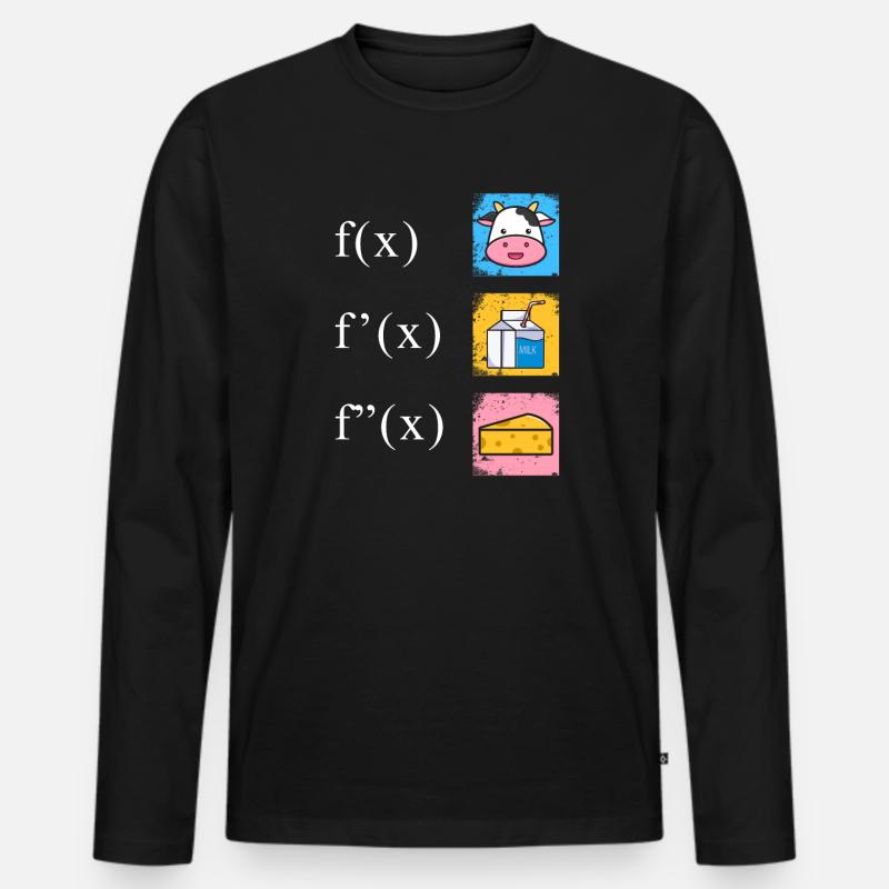 Mathe Ableitung Kuh Milch Käse - Männer Premium Bio Langarmshirt - Schwarz