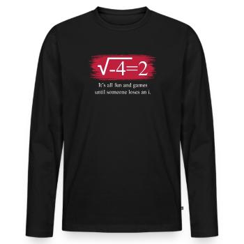 Lustiger Mathe Spruch Komplexe Zahlen - Männer Premium Bio Langarmshirt - Schwarz - Vorne - Nico (187cm)
