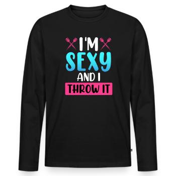 Frauen Darts Damen Dartpfeile Zubehör Dart - Männer Premium Bio Langarmshirt - Schwarz - Vorne - Nico (187cm)